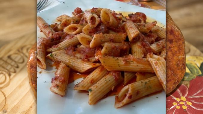 Penne pasta with nduja in calabria