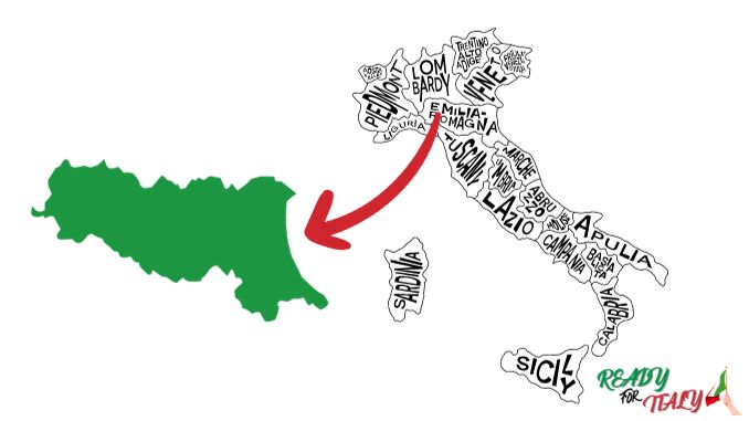 Emilia-romagna-region location in the map of italy