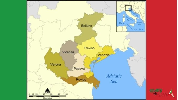 Map of Veneto Region Italy