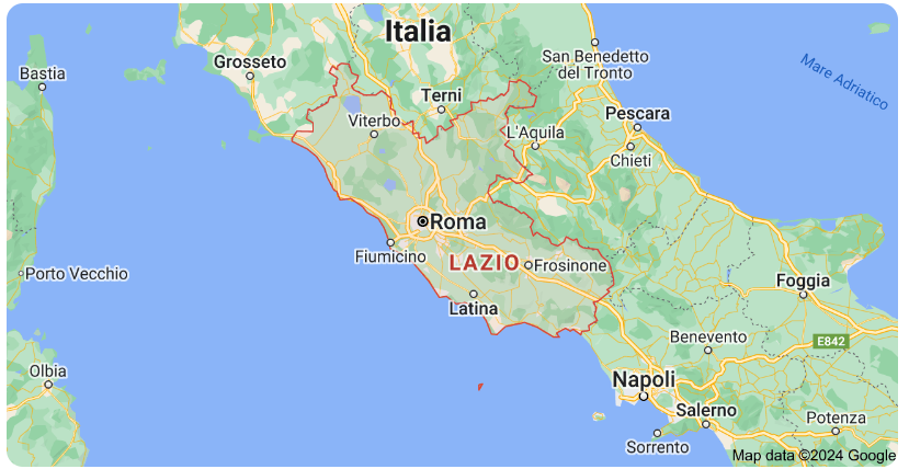 Map of Lazio Region in Italy
