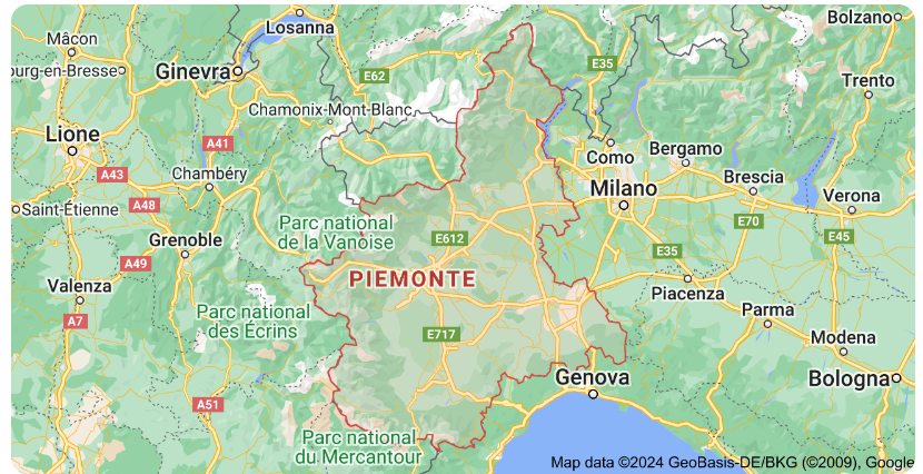 Map of Piedmont Region Italy